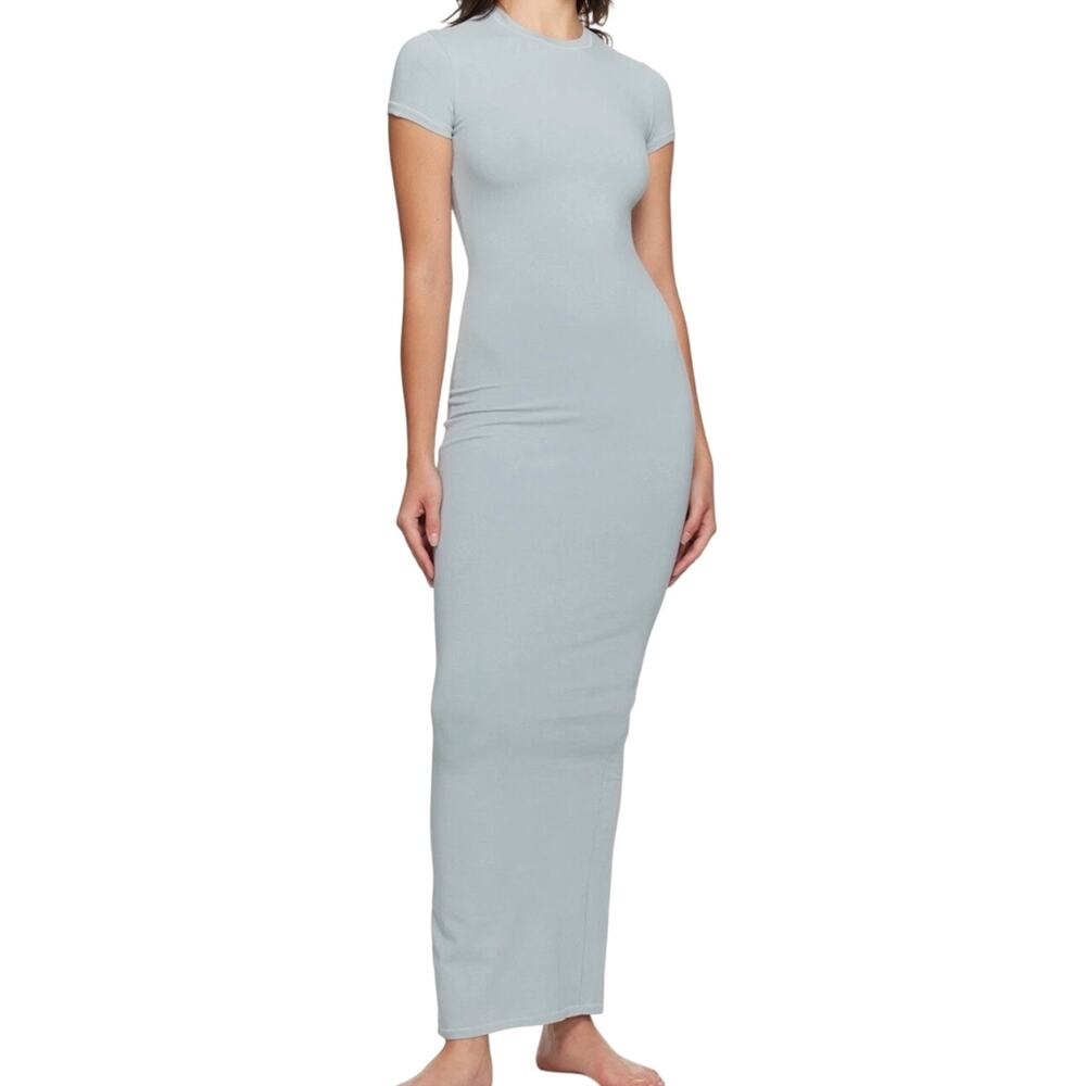 NWT Skims New Vintage Short Sleeve T-Shirt Maxi Dress in Denim Blue Size L